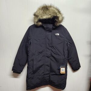The North Face Arctic Parka Womens XXL Black Faux Fur Hood Down Coat NF0A874HJK3